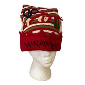 Christmas Elf Hat WRapper Holiday Theme w Bell Gift Wrapper Scissors Ribbon